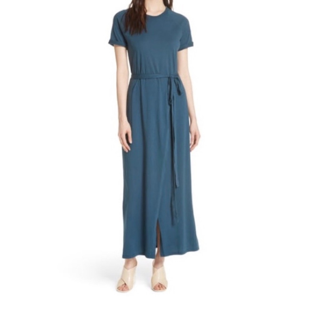 Elizabeth and James Teal Short-Sleeve Maxi Dress